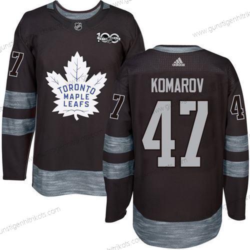 Adidas Herren Toronto Maple Leafs #47 Leo Komarov 100th Jahrestag Strickerei NHL 2017 Hockey Trikots – Schwarz