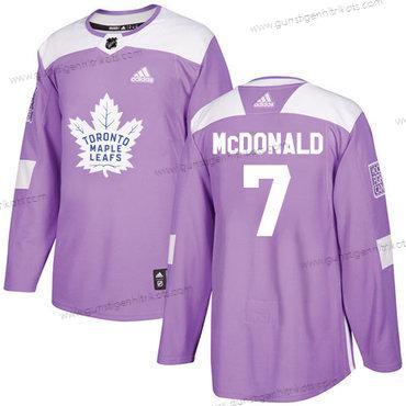 Adidas Herren Toronto Maple Leafs #7 Lanny Mcdonald Authentisch Bekämpft Krebs Strickerei NHL Trikots – Lila