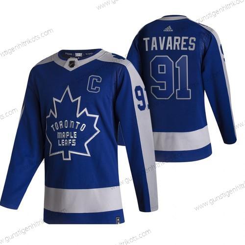 Adidas Herren Toronto Maple Leafs #91 John Tavares 2020-21 Rückseite Retro ersatzweise NHL Trikots – Blau