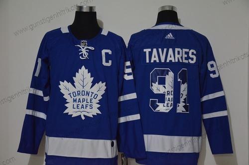 Adidas Herren Toronto Maple Leafs #91 John Tavares Royal With Team Logo Strickerei NHL Trikots – Blau