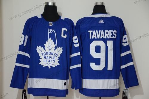 Adidas Herren Toronto Maple Leafs #91 John Tavares With C Patch Royal Heimtrikots Strickerei NHL Trikots – Blau