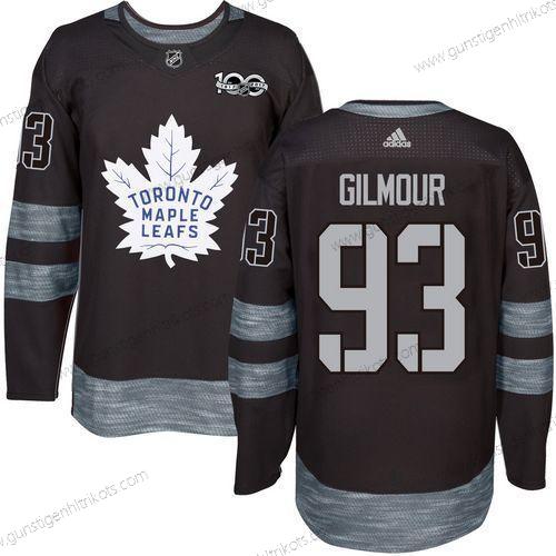 Adidas Herren Toronto Maple Leafs #93 Doug Gilmour 100th Jahrestag Strickerei NHL 2017 Hockey Trikots – Schwarz