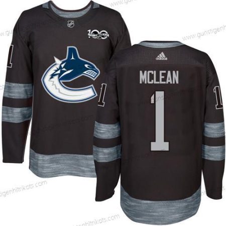 Adidas Herren Vancouver Canucks #1 Kirk Mclean 100th Jahrestag Strickerei NHL 2017 Hockey Trikots – Schwarz