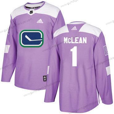 Adidas Herren Vancouver Canucks #1 Kirk Mclean Authentisch Bekämpft Krebs Strickerei NHL Trikots – Lila