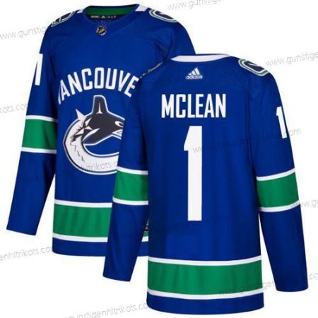 Adidas Herren Vancouver Canucks #1 Kirk Mclean Heimtrikots Authentisch Strickerei NHL Trikots – Blau