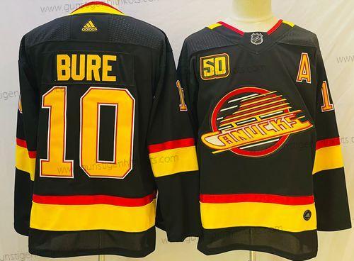 Adidas Herren Vancouver Canucks #10 Pavel Bure 50Th Saison Strickerei NHL Trikots – Schwarz