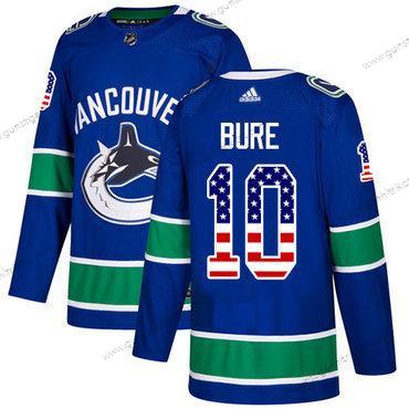 Adidas Herren Vancouver Canucks #10 Pavel Bure Heimtrikots Authentisch USA Flag Strickerei NHL Trikots – Blau