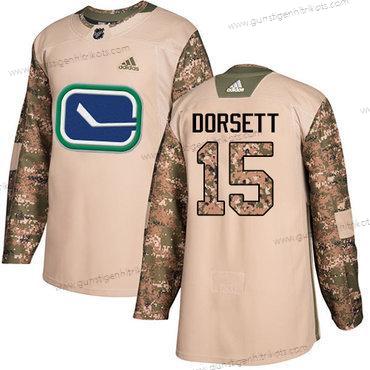 Adidas Herren Vancouver Canucks #15 Derek Dorsett Authentisch 2017 Veterans Day Strickerei NHL Trikots – Tarnfarbe