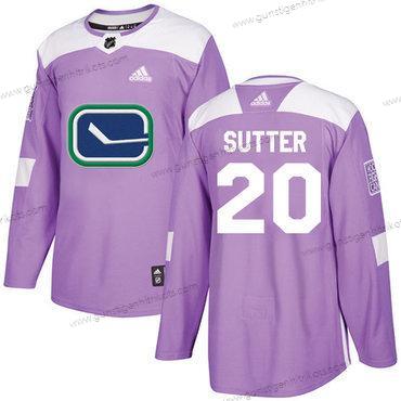 Adidas Herren Vancouver Canucks #20 Brandon Sutter Authentisch Bekämpft Krebs Strickerei NHL Trikots – Lila