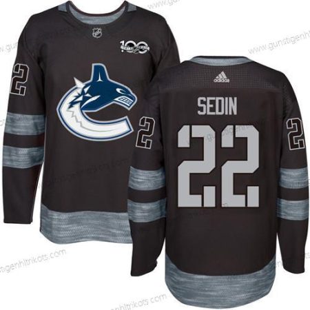 Adidas Herren Vancouver Canucks #22 Daniel Sedin 100th Jahrestag Strickerei NHL 2017 Hockey Trikots – Schwarz