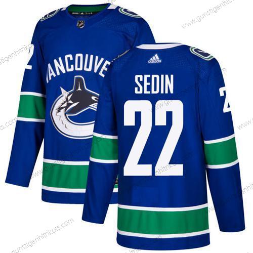 Adidas Herren Vancouver Canucks #22 Daniel Sedin Heimtrikots Authentisch Strickerei NHL Trikots – Blau