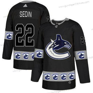 Adidas Herren Vancouver Canucks #22 Henrik Daniel Sedin Team Logos Trikots – Schwarz