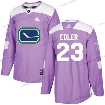 Adidas Herren Vancouver Canucks #23 Alexander Edler Authentisch Bekämpft Krebs Strickerei NHL Trikots – Lila