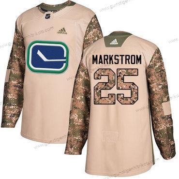 Adidas Herren Vancouver Canucks #25 Jacob Markstrom Authentisch 2017 Veterans Day Strickerei NHL Trikots – Tarnfarbe