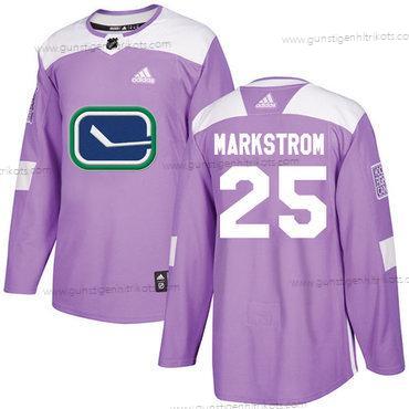 Adidas Herren Vancouver Canucks #25 Jacob Markstrom Authentisch Bekämpft Krebs Strickerei NHL Trikots – Lila