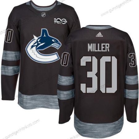 Adidas Herren Vancouver Canucks #30 Ryan Miller 100th Jahrestag Strickerei NHL 2017 Hockey Trikots – Schwarz