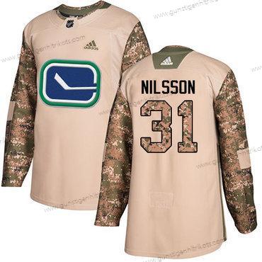 Adidas Herren Vancouver Canucks #31 Anders Nilsson Authentisch 2017 Veterans Day Strickerei NHL Trikots – Tarnfarbe