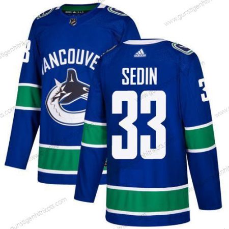 Adidas Herren Vancouver Canucks #33 Henrik Sedin Heimtrikots Authentisch Strickerei NHL Trikots – Blau