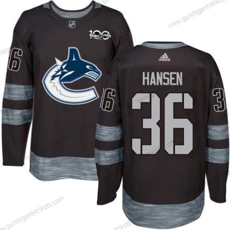 Adidas Herren Vancouver Canucks #36 Jannik Hansen 100th Jahrestag Strickerei NHL 2017 Hockey Trikots – Schwarz