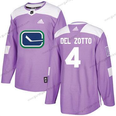 Adidas Herren Vancouver Canucks #4 Michael Del Zotto Authentisch Bekämpft Krebs Strickerei NHL Trikots – Lila