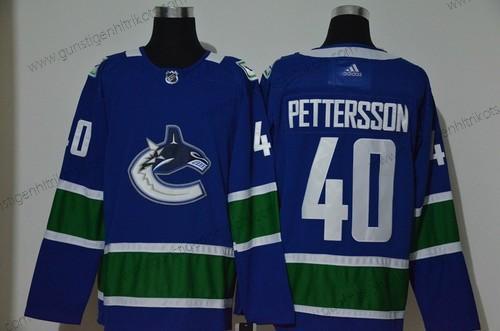 Adidas Herren Vancouver Canucks #40 Elias Pettersson New Strickerei NHL Trikots – Blau