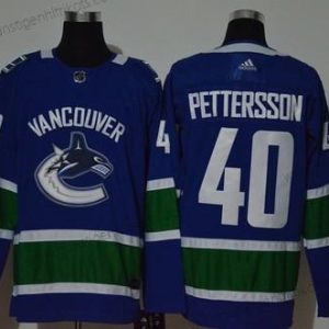 Adidas Herren Vancouver Canucks #40 Elias Pettersson Strickerei NHL Trikots – Blau