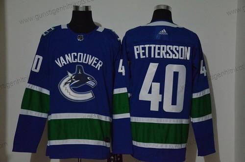 Adidas Herren Vancouver Canucks #40 Elias Pettersson Strickerei NHL Trikots – Blau