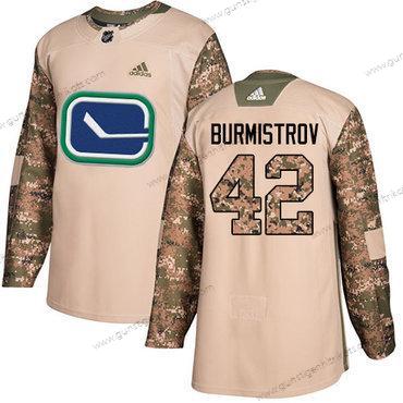 Adidas Herren Vancouver Canucks #42 Alex Burmistrov Authentisch 2017 Veterans Day Strickerei NHL Trikots – Tarnfarbe