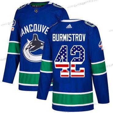 Adidas Herren Vancouver Canucks #42 Alex Burmistrov Heimtrikots Authentisch USA Flag Strickerei NHL Trikots – Blau