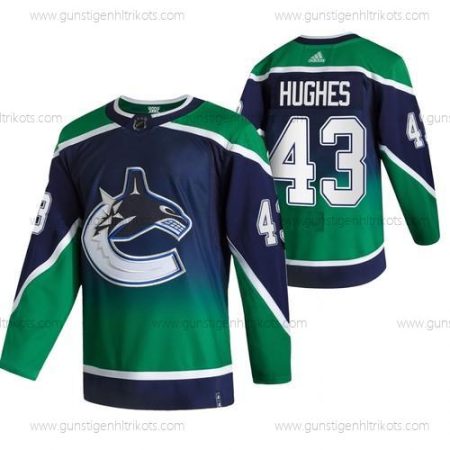 Adidas Herren Vancouver Canucks #43 Quinn Hughes 2020-21 Rückseite Retro ersatzweise NHL Trikots – Grün