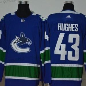 Adidas Herren Vancouver Canucks #43 Quinn Hughes New Strickerei NHL Trikots – Blau