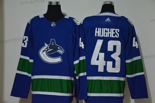 Adidas Herren Vancouver Canucks #43 Quinn Hughes New Strickerei NHL Trikots – Blau