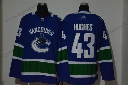 Adidas Herren Vancouver Canucks #43 Quinn Hughes Strickerei NHL Trikots – Blau