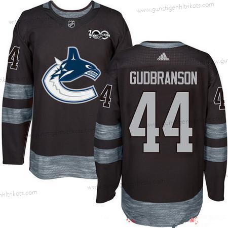 Adidas Herren Vancouver Canucks #44 Erik Gudbranson 100th Jahrestag Strickerei NHL 2017 Hockey Trikots – Schwarz