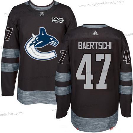 Adidas Herren Vancouver Canucks #47 Sven Baertschi 100th Jahrestag Strickerei NHL 2017 Hockey Trikots – Schwarz