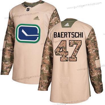 Adidas Herren Vancouver Canucks #47 Sven Baertschi Authentisch 2017 Veterans Day Strickerei NHL Trikots – Tarnfarbe