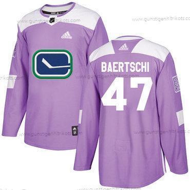 Adidas Herren Vancouver Canucks #47 Sven Baertschi Authentisch Bekämpft Krebs Strickerei NHL Trikots – Lila