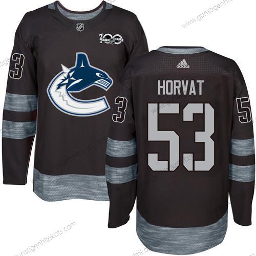 Adidas Herren Vancouver Canucks #53 Bo Horvat 100th Jahrestag Strickerei NHL 2017 Hockey Trikots – Schwarz