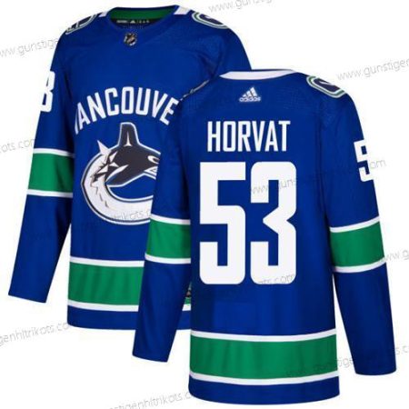 Adidas Herren Vancouver Canucks #53 Bo Horvat Heimtrikots Authentisch Strickerei NHL Trikots – Blau