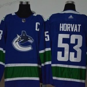 Adidas Herren Vancouver Canucks #53 Bo Horvat New With C Patch Strickerei NHL – Blau