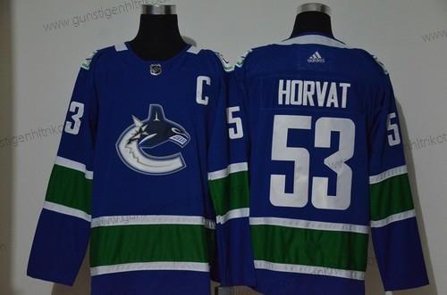 Adidas Herren Vancouver Canucks #53 Bo Horvat New With C Patch Strickerei NHL – Blau