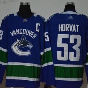 Adidas Herren Vancouver Canucks #53 Bo Horvat With C Patch Strickerei NHL Trikots – Blau