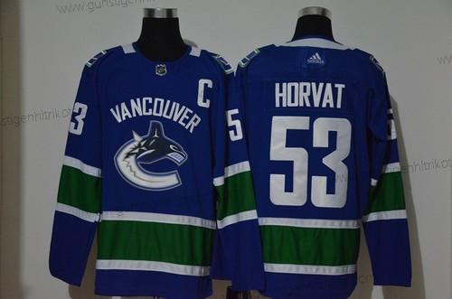 Adidas Herren Vancouver Canucks #53 Bo Horvat With C Patch Strickerei NHL Trikots – Blau