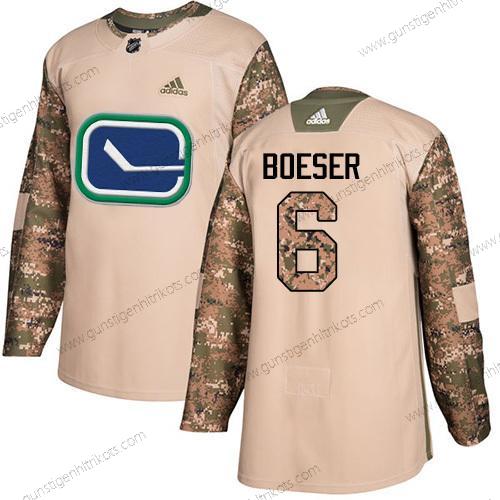 Adidas Herren Vancouver Canucks #6 Brock Boeser Authentisch 2017 Veterans Day Strickerei NHL Trikots – Tarnfarbe