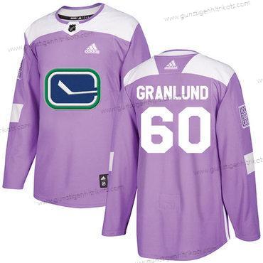 Adidas Herren Vancouver Canucks #60 Markus Granlund Authentisch Bekämpft Krebs Strickerei NHL Trikots – Lila