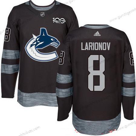 Adidas Herren Vancouver Canucks #8 Igor Larionov 100th Jahrestag Strickerei NHL 2017 Hockey Trikots – Schwarz