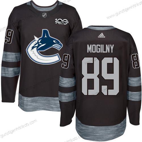 Adidas Herren Vancouver Canucks #89 Alexander Mogilny 100th Jahrestag Strickerei NHL 2017 Hockey Trikots – Schwarz