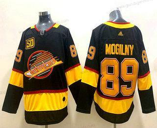 Adidas Herren Vancouver Canucks #89 Alexander Mogilny 50Th Saison Strickerei NHL Trikots – Schwarz