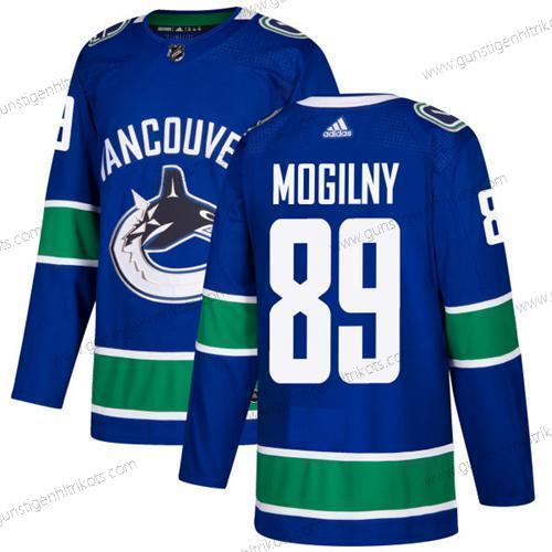 Adidas Herren Vancouver Canucks #89 Alexander Mogilny Heimtrikots Authentisch Strickerei NHL Trikots – Blau