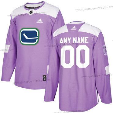 Adidas Herren Vancouver Canucks Personalisiertes Hockey Bekämpft Krebs Praxis Trikots – Lila Rosa